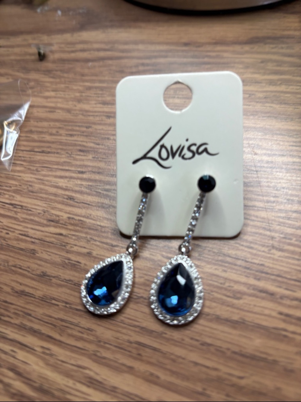 Lovisa Navy Blue Teardrop Crystal Drop Earrings